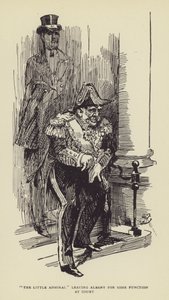 Den lille admiral forlader Albany for at tage til et arrangement ved hoffet af Harry Furniss