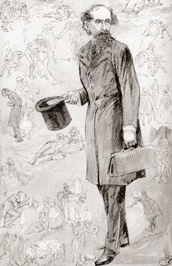 Den ukommercielle rejsende. Illustration af Harry Furniss til novellen The Uncommercial Traveler fra The Christmas Books af Charles Dickens, udgivet i The Testimonial Edition fra 1910. af Harry Furniss