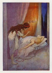 Amor, som leep (farvelitografi) af Harry George Theaker