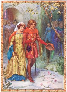 Han giftede sig med en dame af høj byrd (fra The Story of Gamelyn) (farvelitografi) af Harry George Theaker