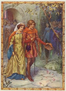 "Han giftede sig med en dame af høj byrd", The Story of Gamelyn (farvelitografi) af Harry George Theaker