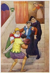 Illustration til Don Quijote (farvelitografi) af Harry George Theaker