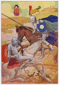Illustration til Don Quijote (farvelitografi) af Harry George Theaker