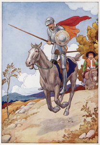 Illustration til Don Quijote (farvelitografi) af Harry George Theaker