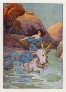Jupiter dykkede ned i havet, og han svømmede væk (farvelitografi) af Harry George Theaker