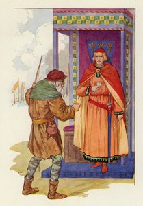 "Gamle mand," sagde grev John, "jeg ville hellere have haft din højre hånd hugget af, end at du skulle tage denne pris" (farvelitografi). af Harry George Theaker