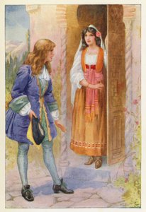 Ruyz de Alarcon og Alhambras rose (farvelitografi) af Harry George Theaker
