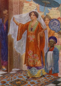 Prinsessen på vej til Bath (farvelitografi) af Harry George Theaker