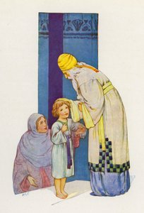 Den største gave af alle var hendes lille søn Samuel (farvelitografi) af Harry George Theaker