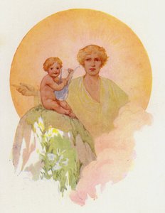 Den vidunderlige baby slog på sølvsnorene (farvelitografi) af Harry George Theaker