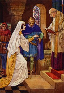 Så viede præsten dem (farvelitografi) af Harry George Theaker