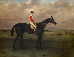 Chippendale-En væddeløbshest med jockey på Newmarket Racecourse, ca. 1874 (olie på lærred) af Harry Hall