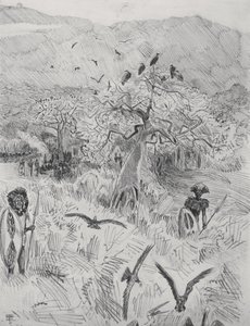 Masai Camp, ca. 1884 (pen på papir) af Harry Hamilton Johnston