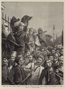 Ingen andre end de modige fortjener messen, en skitse i mængden under modtagelsen af Osman Pasha i Konstantinopel af Harry Hamilton Johnston