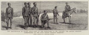 Forstyrrelserne i Sydafrika, mænd af livvagten af hr. Osborne, den britiske residente kommissær i Zulu Native Reserve Territory af Harry Hamilton Johnston