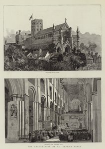 Restaurering af St. Albans Abbey gravering af Harry Hine