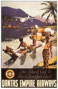 Annonce Qantas Empire Airways, Postcard, c. 1950-1954 (plakat) af Harry J. Weston