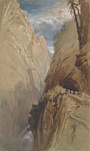 Via Mala, Schweiz, 1854, (wc & kropsfarve på gråt papir)