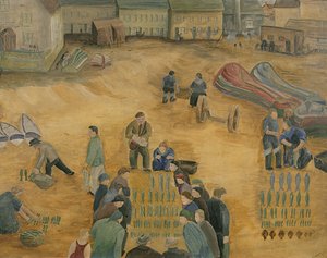 Fiskeudsalg, 1938 af Harry Mitten Wilson
