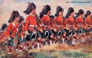 Gordon Highlanders, efter gennemgangen (farve litho)