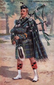 Gordon Highlanders, Piper (farve litho)