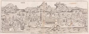 1930 genoptryk af udsigten over Venedig fra Nürnbergkrøniken (beskåret) af Hartmann Schedel