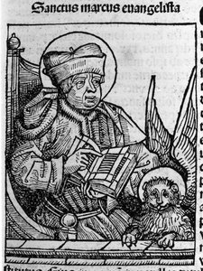 Repræsentation af evangelisten Sankt Markus. Indgravering fra "Liber chronicarum" (Nürnberg-krøniker) af Hartmann Schedel 1493 af Hartmann Schedel