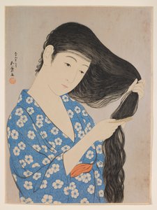 Kvinde, der reder sit hår af Hashiguchi Goyô