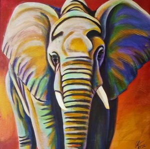 Farverig elefant