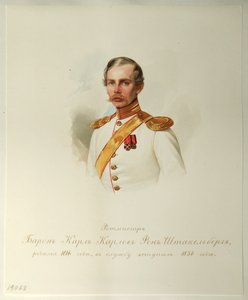 Portræt af baron Karl Karlovich von Stackelberg 1816-1887 fra albummet af de kejserlige hestevagter, 1846-1849