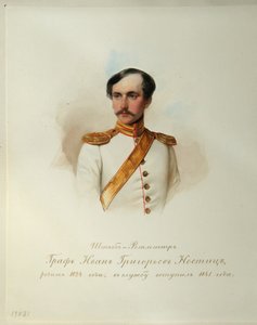 Portræt af grev Ivan Grigoryevich von Nostitz 1824-1905 fra albummet af de kejserlige hestevagter, 1846-1849