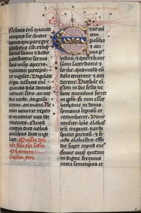 Evangeliebog med evangelistportrætter: Dekoreret initial af Hausbuch Master