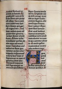 Evangeliebog med evangelistportrætter: Dekoreret initial, ca. 1480.