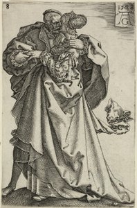 Dansepar, tallerken otte fra The Large Wedding-Dancers af Heinrich Aldegrever