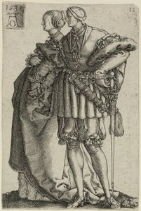 Dansepar, tallerken elleve fra The Large Wedding-Dancers af Heinrich Aldegrever