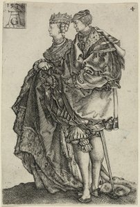 Dansepar, tallerken fire fra The Large Wedding-Dancers af Heinrich Aldegrever