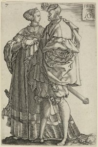 Dansepar, tallerken syv fra The Large Wedding-Dancers af Heinrich Aldegrever