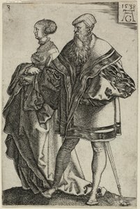 Dansepar, tallerken tre fra The Large Wedding-Dancers af Heinrich Aldegrever