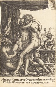 Hercules forhindrer kentaurerne fra voldtægten af Hippodamia, 1550. af Heinrich Aldegrever