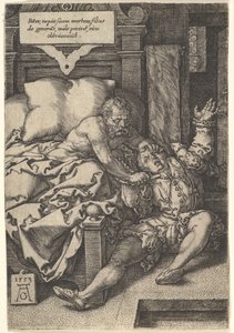 Dommer Herkinbald skærer halsen over på sin nevø, 1553. af Heinrich Aldegrever