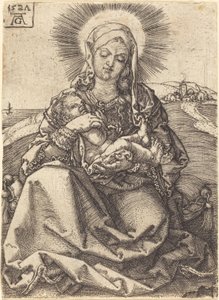 Madonna i et landskab, der sidder på en pude, 1527. af Heinrich Aldegrever