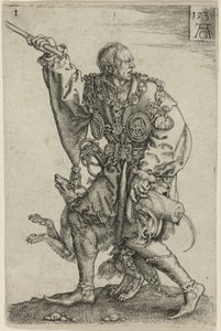 Ceremonimester med en hund, tallerken en fra de store bryllupsdansere af Heinrich Aldegrever