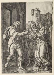Historien om Lot: Lot byder englene velkommen af Heinrich Aldegrever