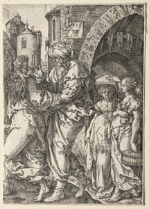 Historien om Lot: Lot og hans familie flygter fra Sodoma af Heinrich Aldegrever