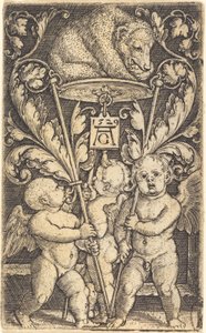 Tre amoriner og en bjørn, 1529. af Heinrich Aldegrever