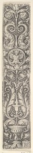 Lodret panel med en kandelaber indeholdende en medaljon med en kentaur og et par dolp..., 1529. af Heinrich Aldegrever
