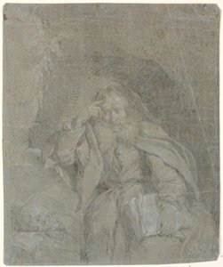 Den hellige Hieronymus mediterende i sin hule af Heinrich Dittmers