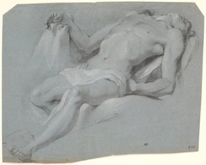 Liggende mandlig model; studie til Pietà?