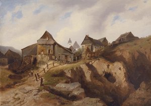 Landsby nær Altenberg af Heinrich Eduard Müller