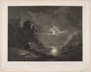 Flodlandskab i måneskin af Heinrich Grosch